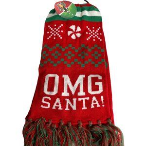 Elf Movie-Inspired Red Green "OMG Santa!" Knit Scarf  Fringe Christmas Attire